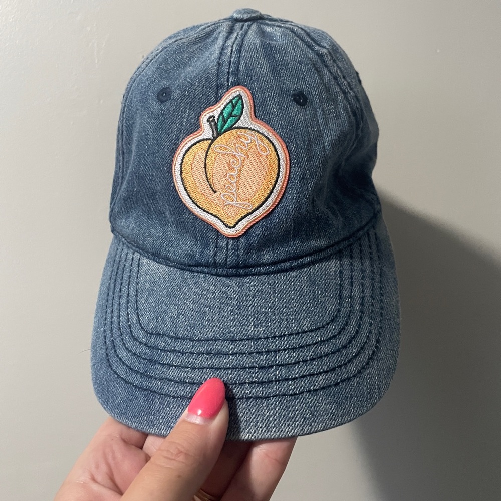 Denim Ball Cap with Peachy Patch NWOT